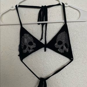 Skeleton rhinestone festival bikini top